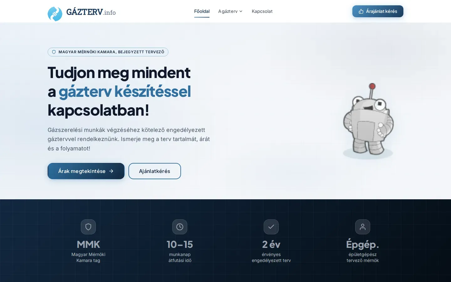 A gazterv.info weboldal kezdőlapja számítógépen